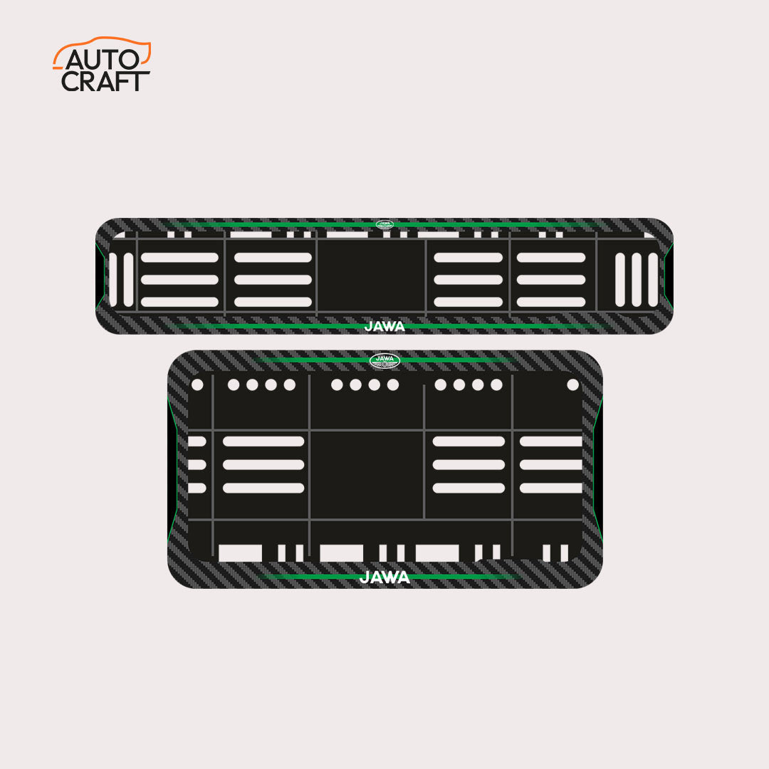 Bike Number Plate Gel Frame - Jawa - Green Line - Image 1