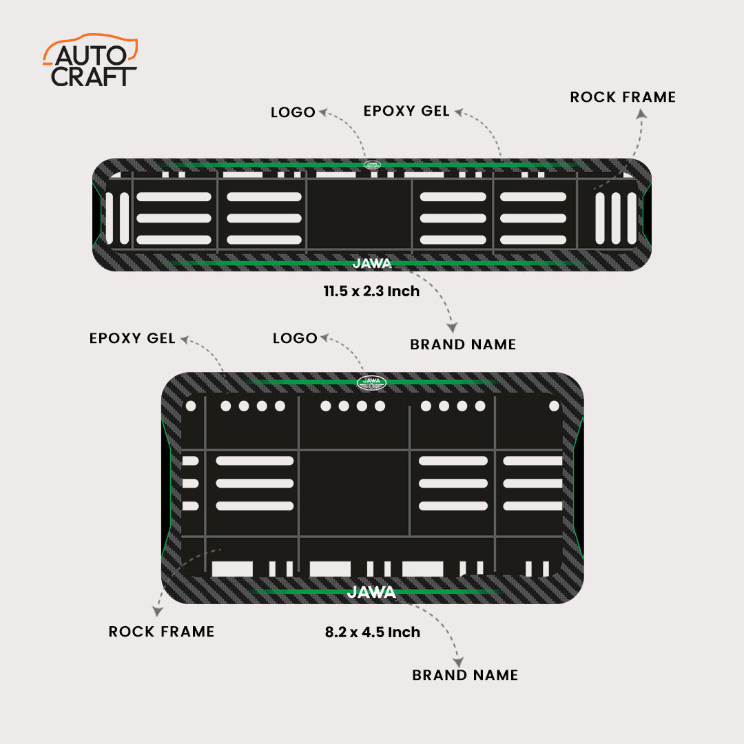 Bike Number Plate Gel Frame - Jawa - Green Line - Image 2