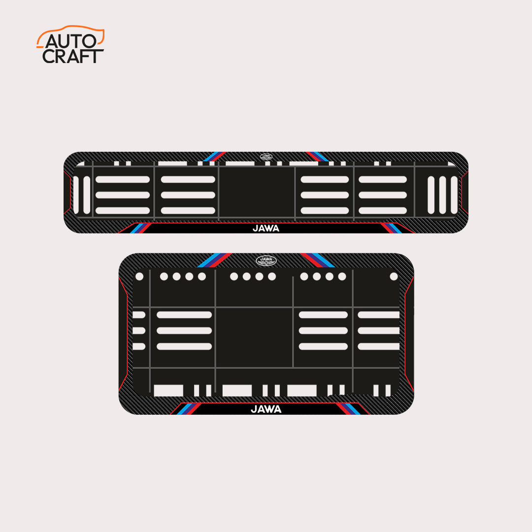 Bike Number Plate Gel Frame - Jawa - Red & Blue Lines - Image 1