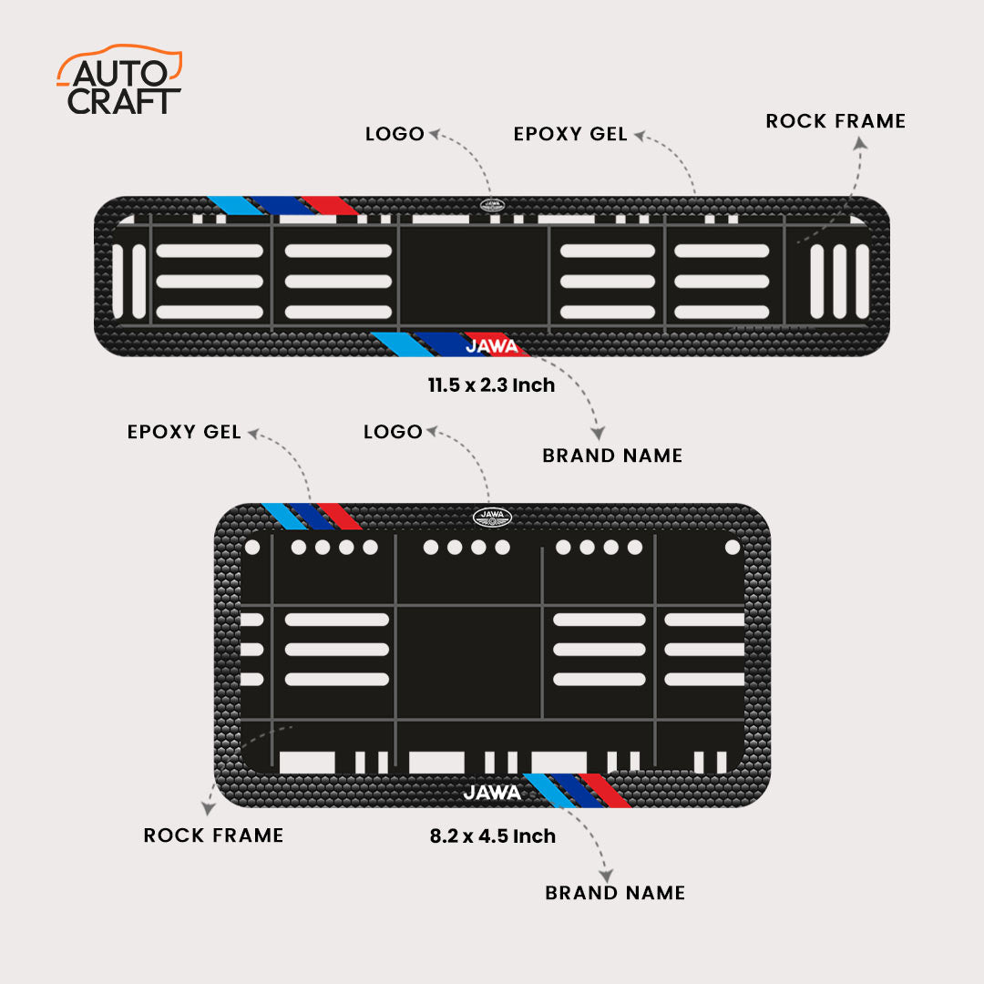 Bike Number Plate Gel Frame - Jawa - Red & Blue Racing Stripes - Image 2