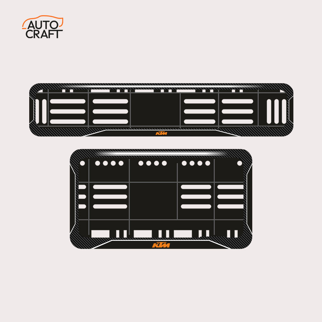 Bike Number Plate Gel Frame - KTM - Black with White Lines - Image 1