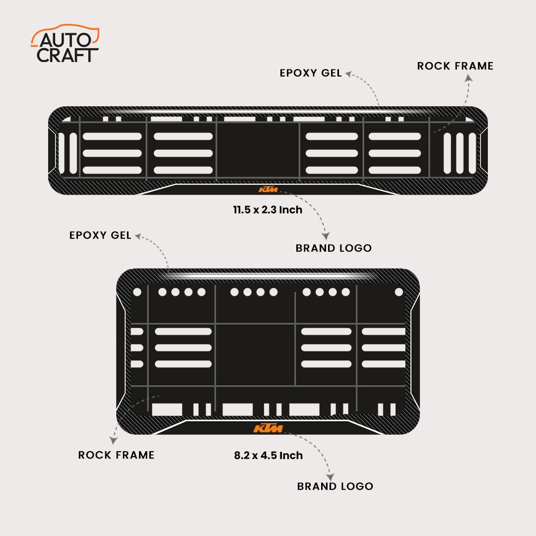 Bike Number Plate Gel Frame - KTM - Black with White Lines - Image 2