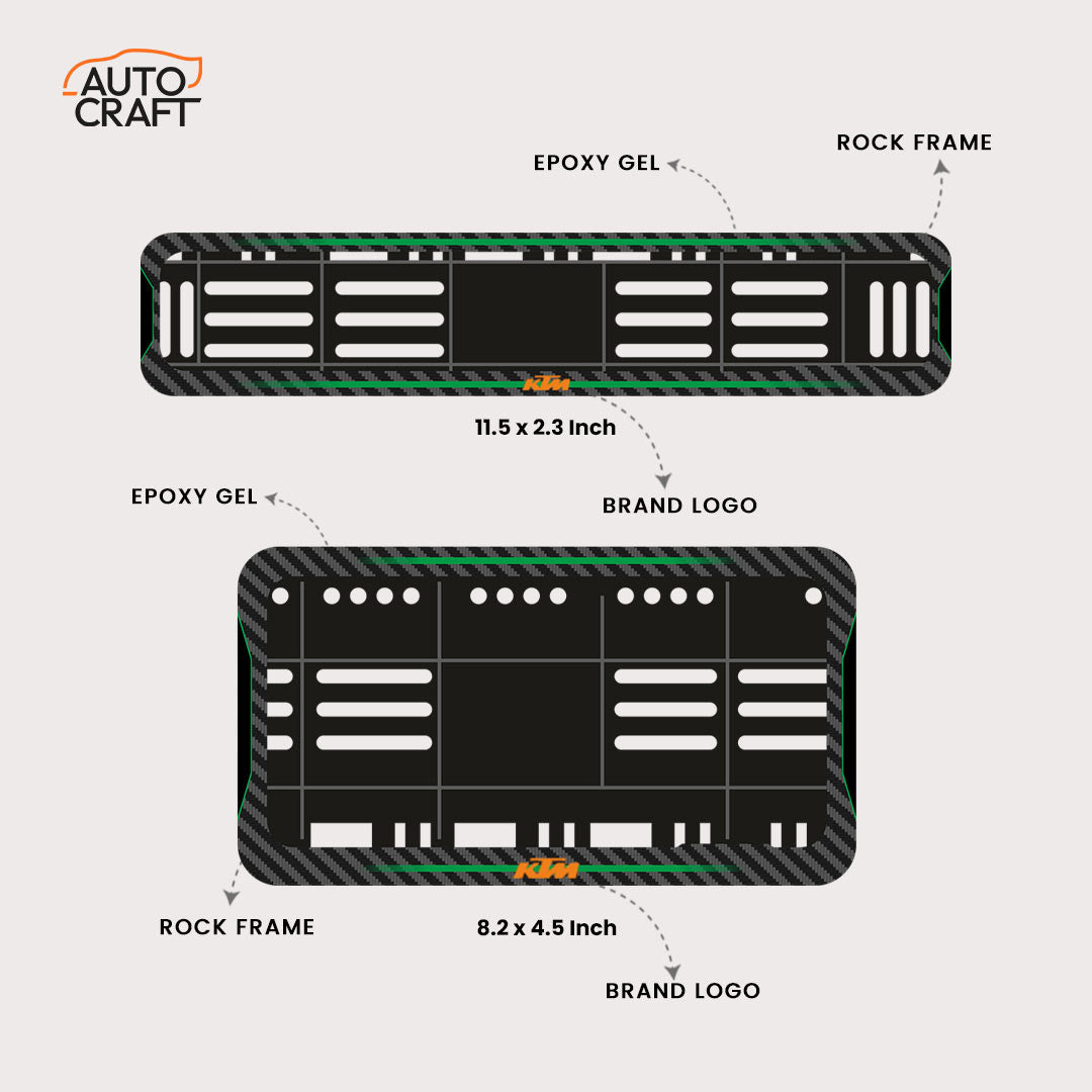 Bike Number Plate Gel Frame - KTM - Green Line - Image 2