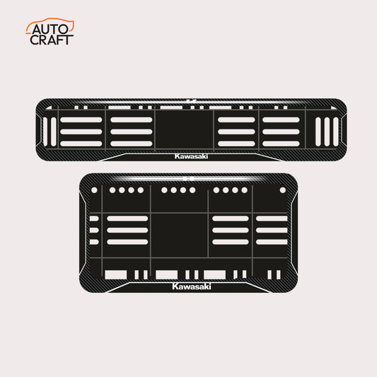 Bike Number Plate Gel Frame - Kawasaki - Black with White Lines - Image 1