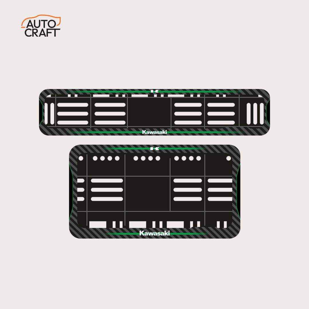 Bike Number Plate Gel Frame - Kawasaki - Green Line - Image 1