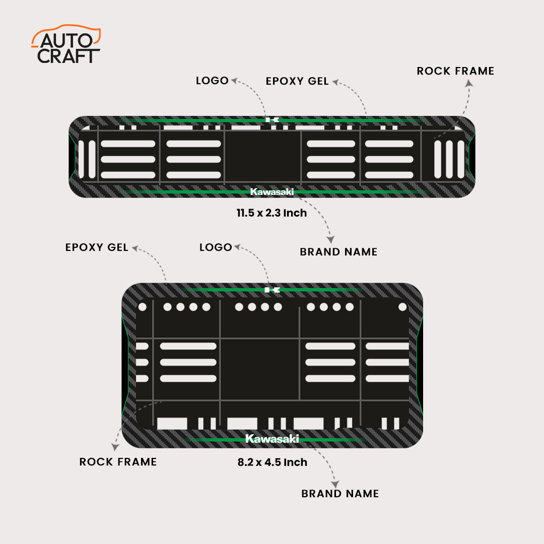Bike Number Plate Gel Frame - Kawasaki - Green Line - Image 2