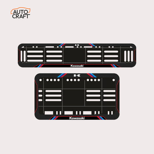 Bike Number Plate Gel Frame - Kawasaki - Red & Blue Lines - Image 1