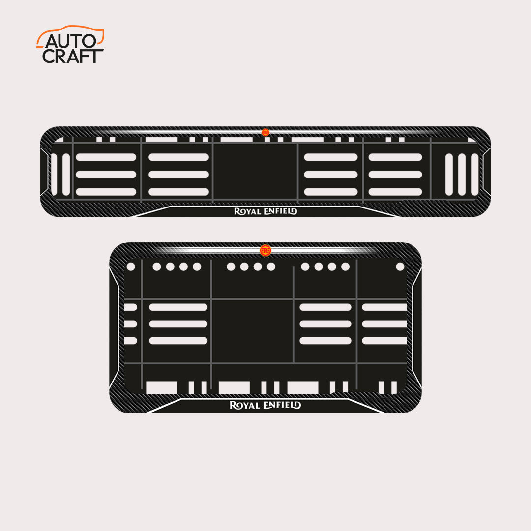 Bike Number Plate Gel Frame - Royal Enfield - Black with White Lines - Image 1
