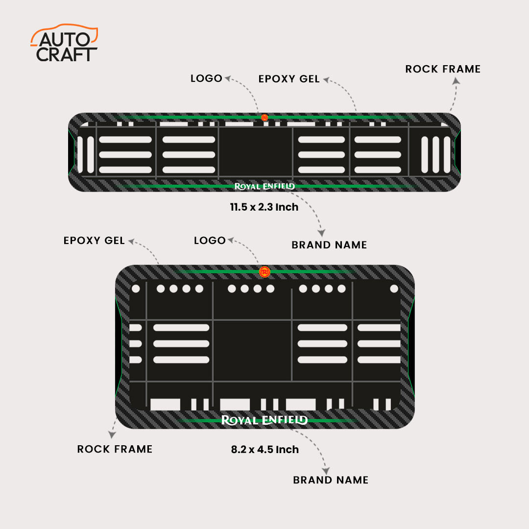 Bike Number Plate Gel Frame - Royal Enfield - Green Line - Image 2