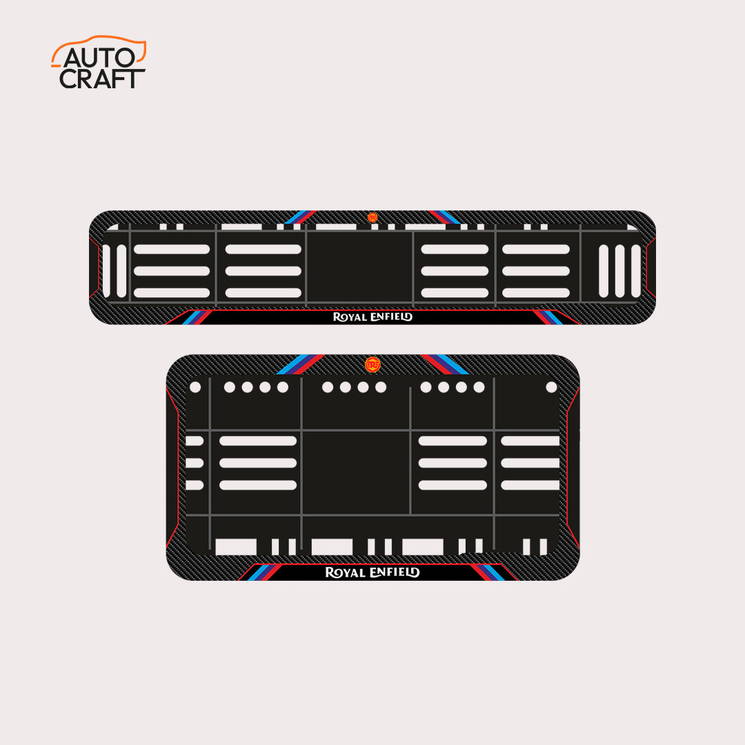 Bike Number Plate Gel Frame - Royal Enfield - Red & Blue Lines - Image 1