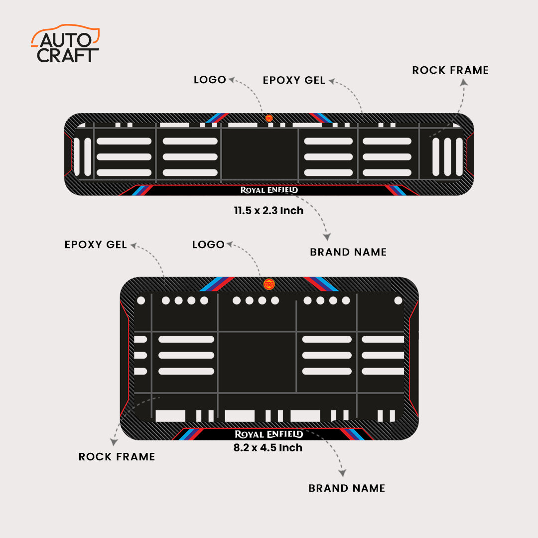 Bike Number Plate Gel Frame - Royal Enfield - Red & Blue Lines - Image 2