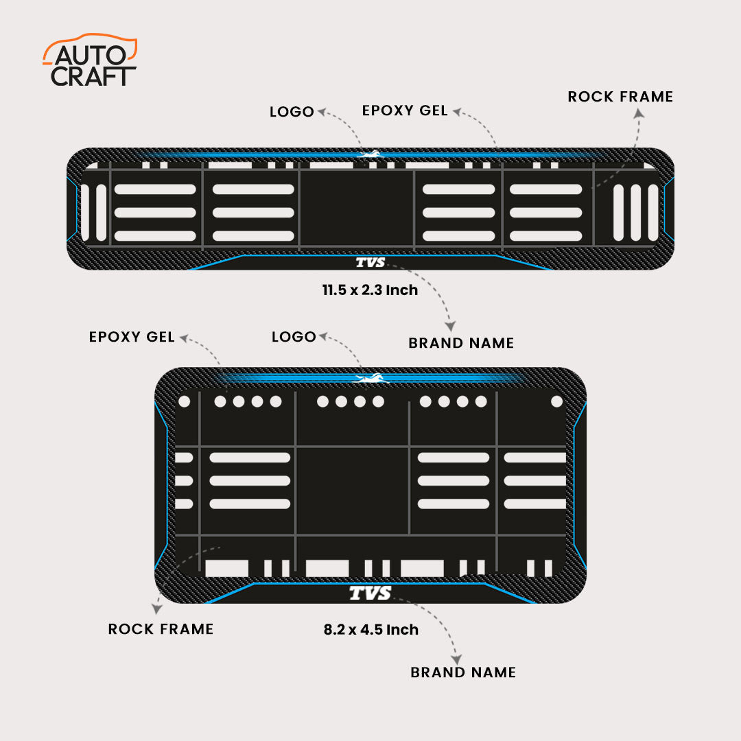 Bike Number Plate Gel Frame - TVS - Blue Line - Image 2