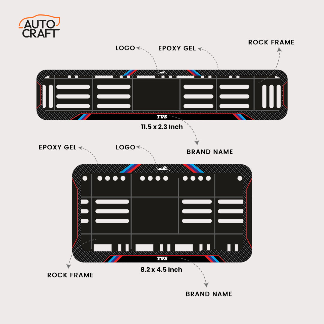 Bike Number Plate Gel Frame - TVS - Red & Blue Lines - Image 2