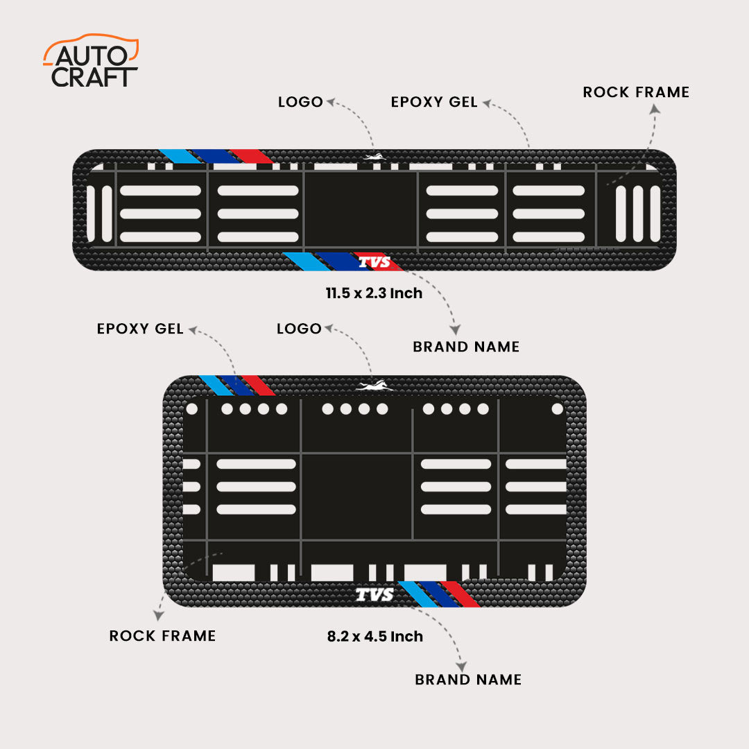 Bike Number Plate Gel Frame - TVS - Red & Blue Racing Stripes - Image 2