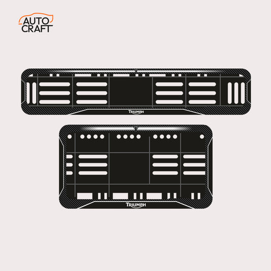 Bike Number Plate Gel Frame - Triumph - Black with White Lines - Image 1