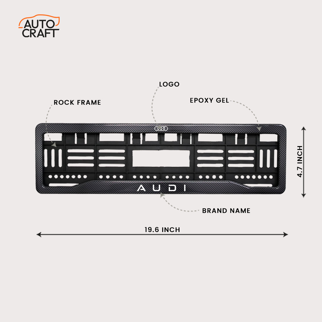 Car Number Plate Gel Frame - Audi - Black Plain - Image 2