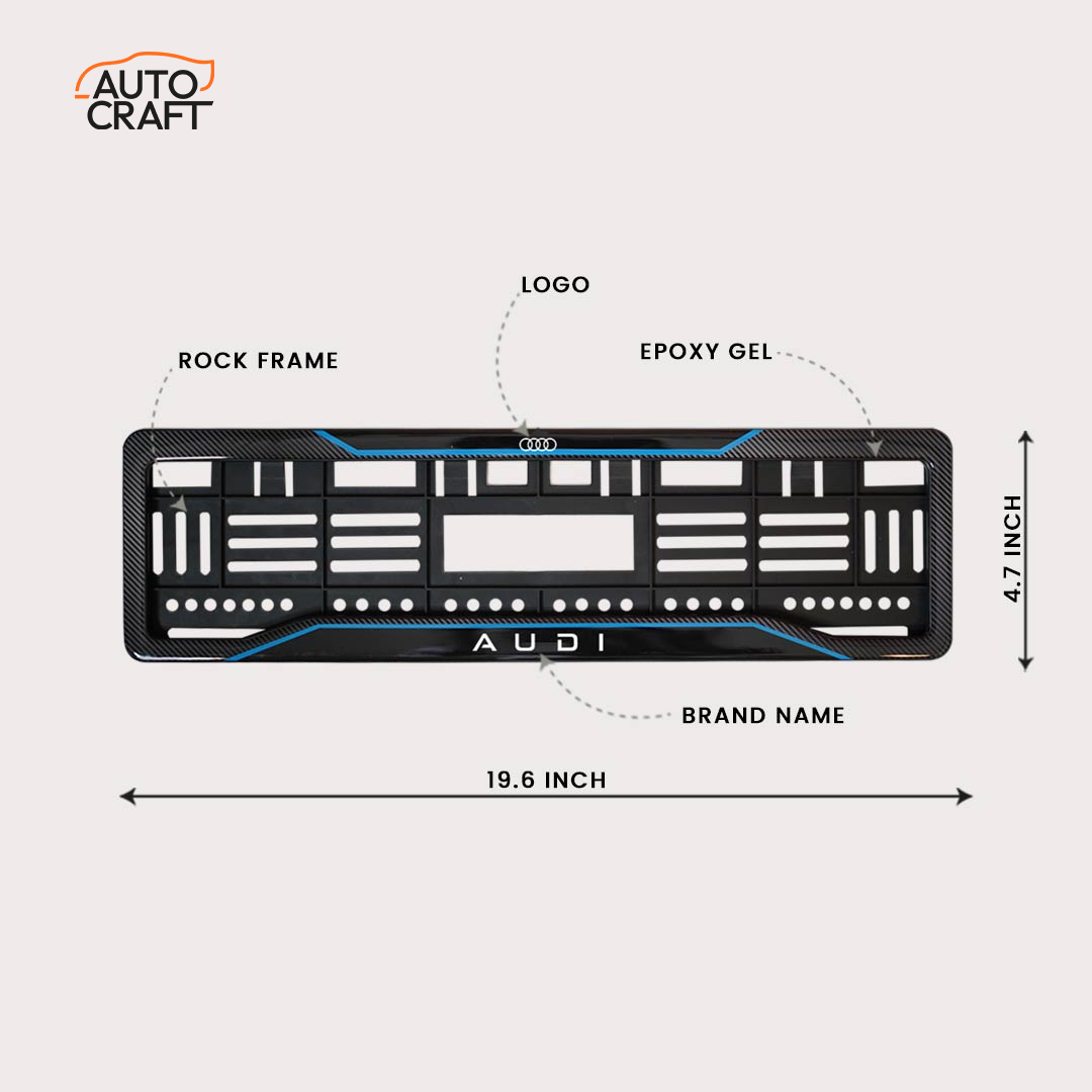 Car Number Plate Gel Frame - Audi - Blue Line - Image 2