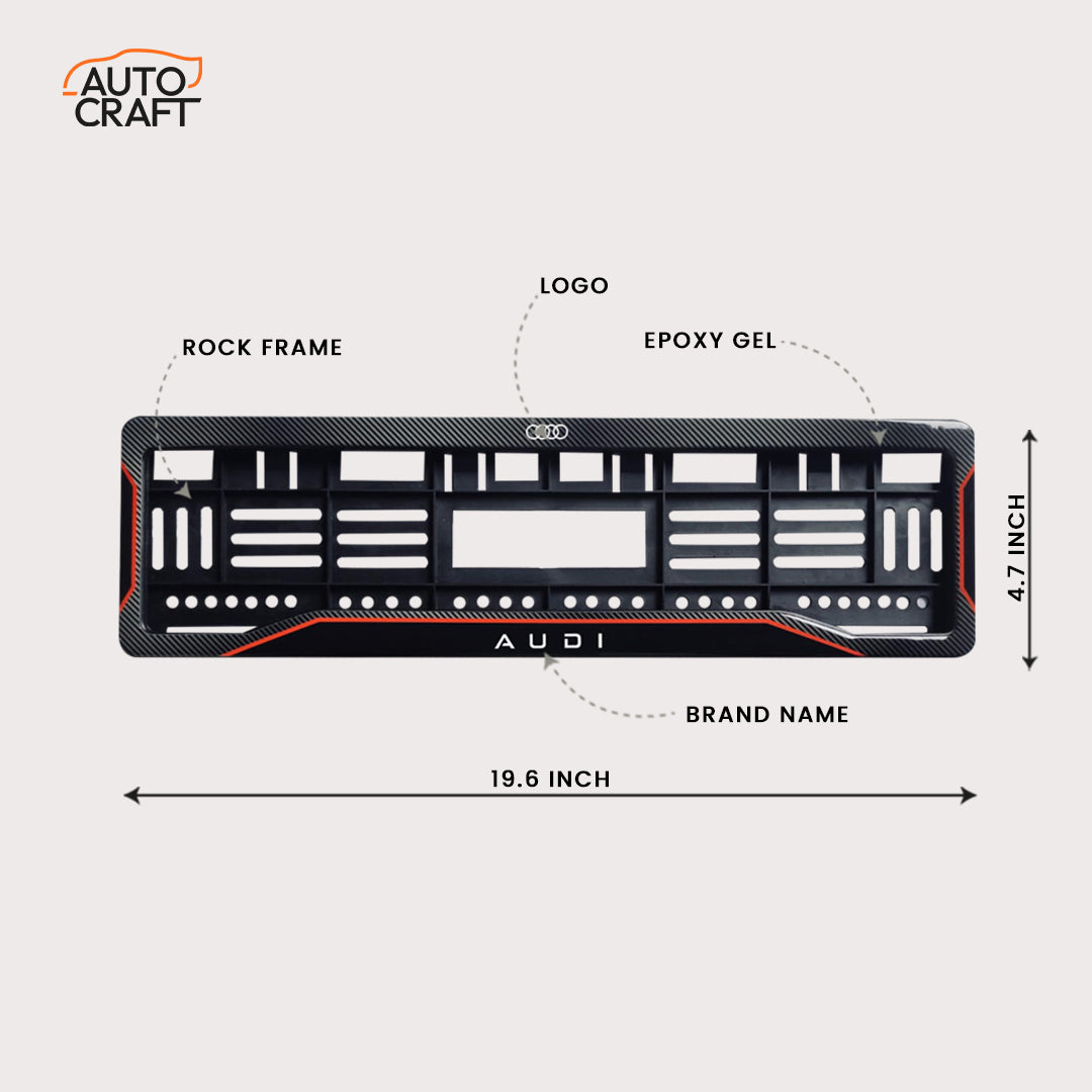 Car Number Plate Gel Frame - Audi - Red Line - Image 2