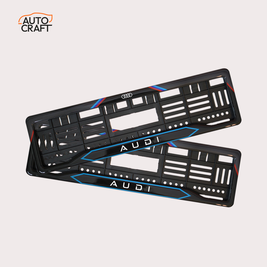Car Number Plate Gel Frame - Audi - Red and Blue - Image 1