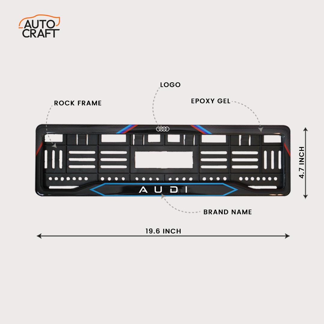 Car Number Plate Gel Frame - Audi - Red and Blue - Image 2