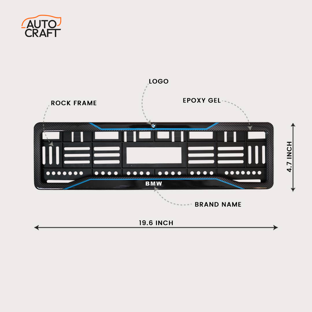 Car Number Plate Gel Frame - BMW - Blue Line - Image 2
