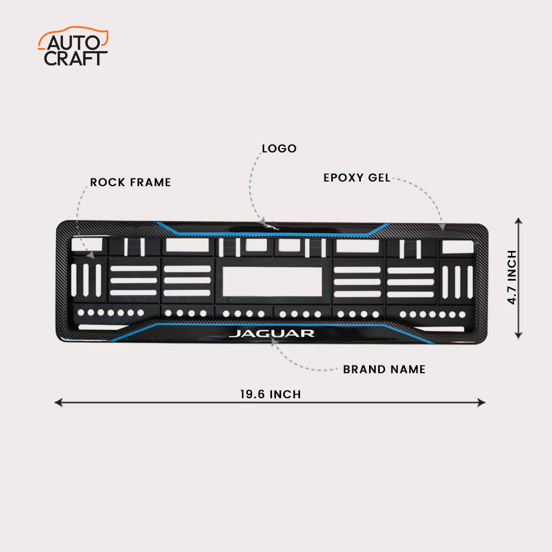 Car Number Plate Gel Frame - Jaguar Logo - Blue Line - Image 2