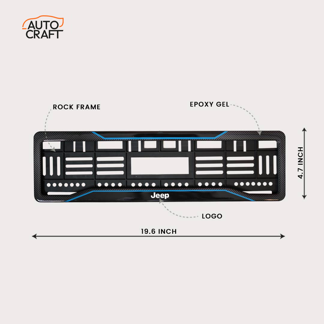 Car Number Plate Gel Frame - Jeep - Blue Line - Image 2