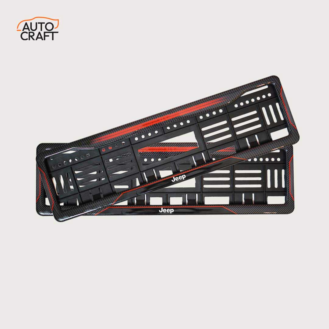Car Number Plate Gel Frame - Jeep - Red Dash - Image 1