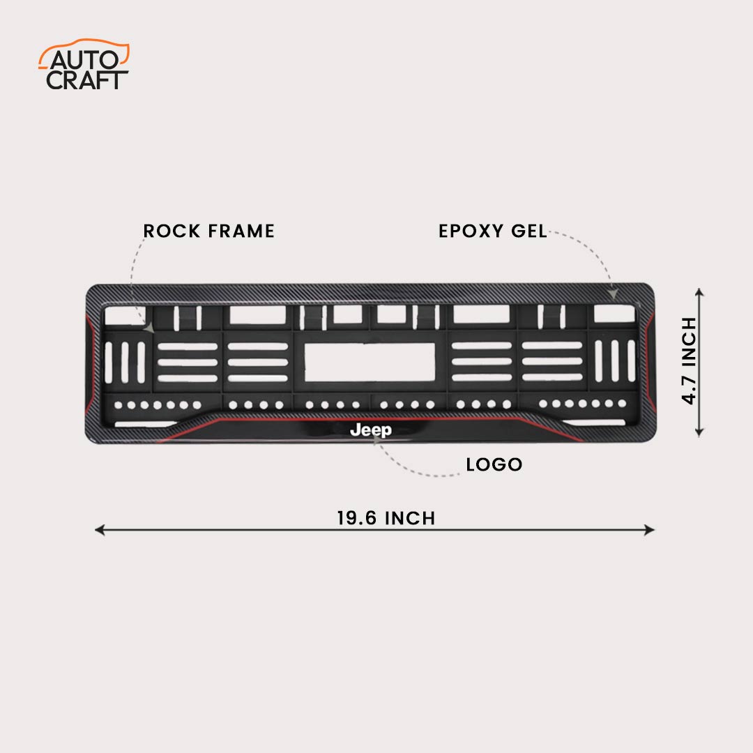 Car Number Plate Gel Frame - Jeep - Red Line - Image 2