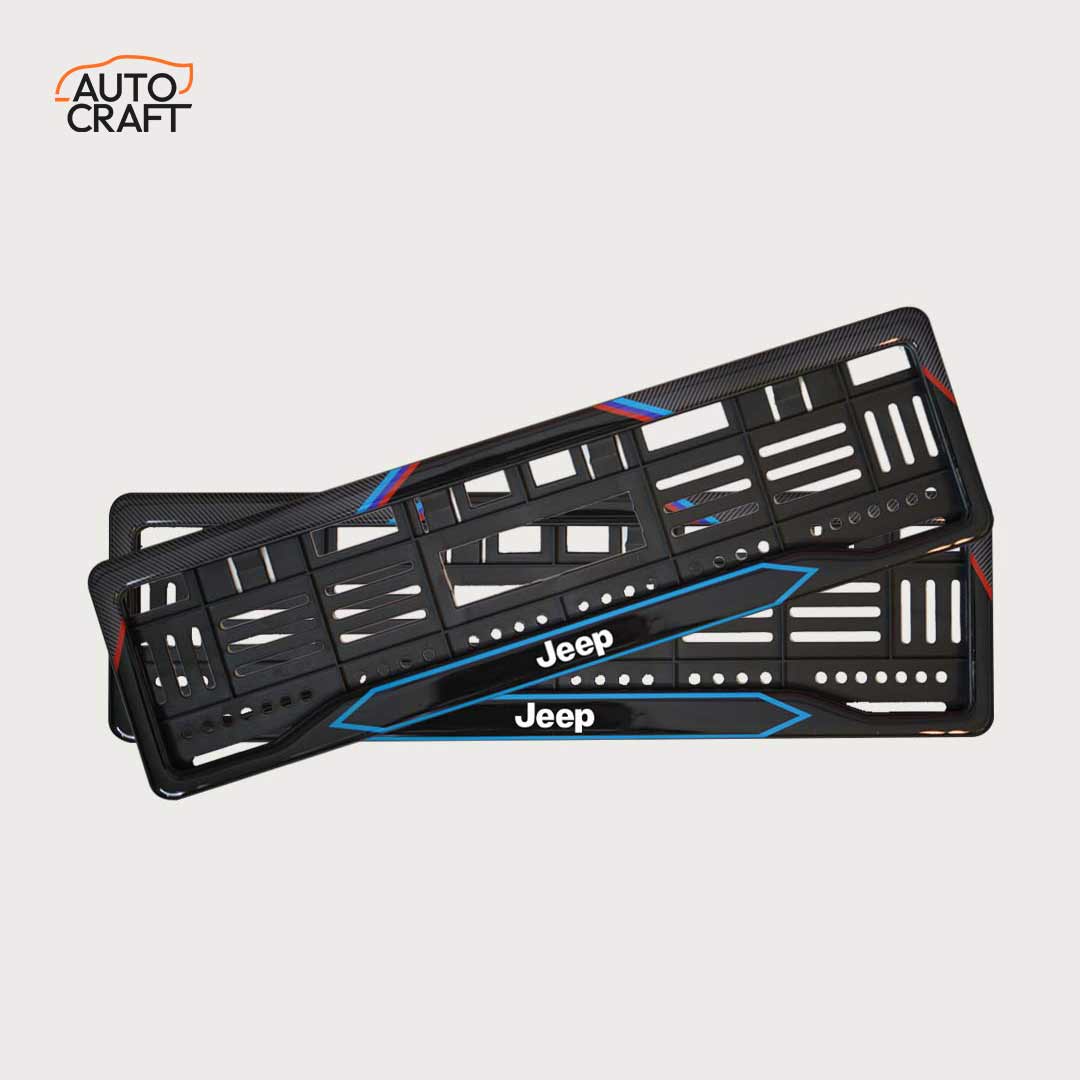 Car Number Plate Gel Frame - Jeep - Red and Blue Line - Image 1
