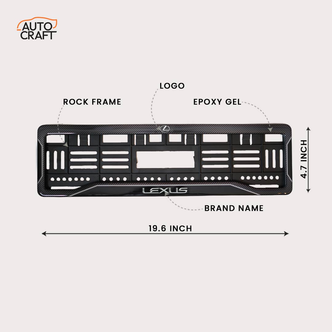 Car Number Plate Gel Frame - Lexus - Black Plain - Image 2 HSRP number plate gel frame view 2