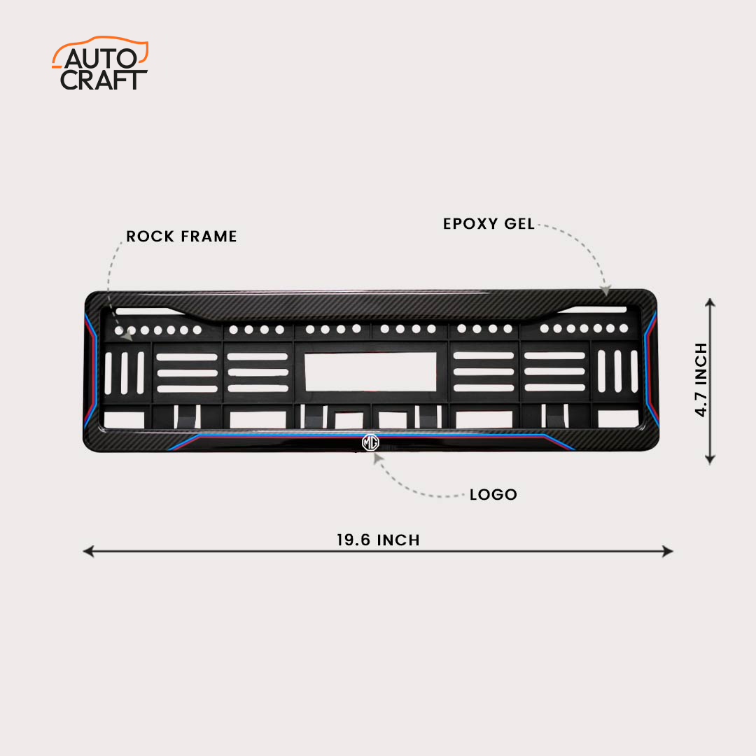Car Number Plate Gel Frame - MG - Blue Line - Image 2