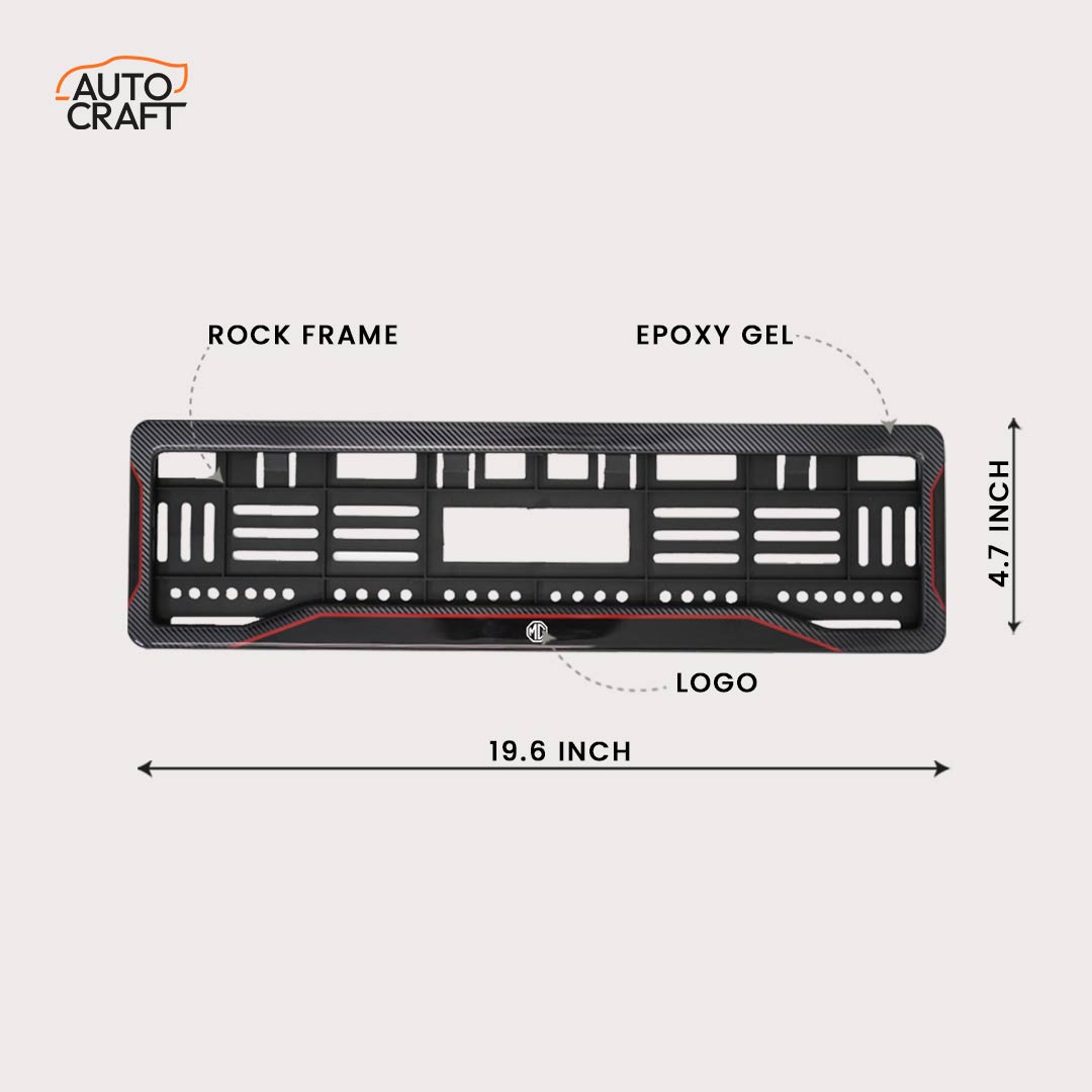 Car Number Plate Gel Frame - MG - Red Line - Image 2