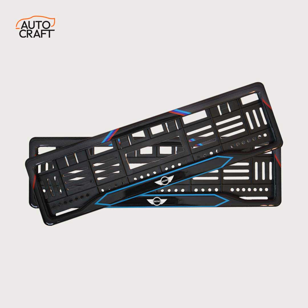 Car Number Plate Gel Frame - Mini Cooper - Red and Blue - Image 1