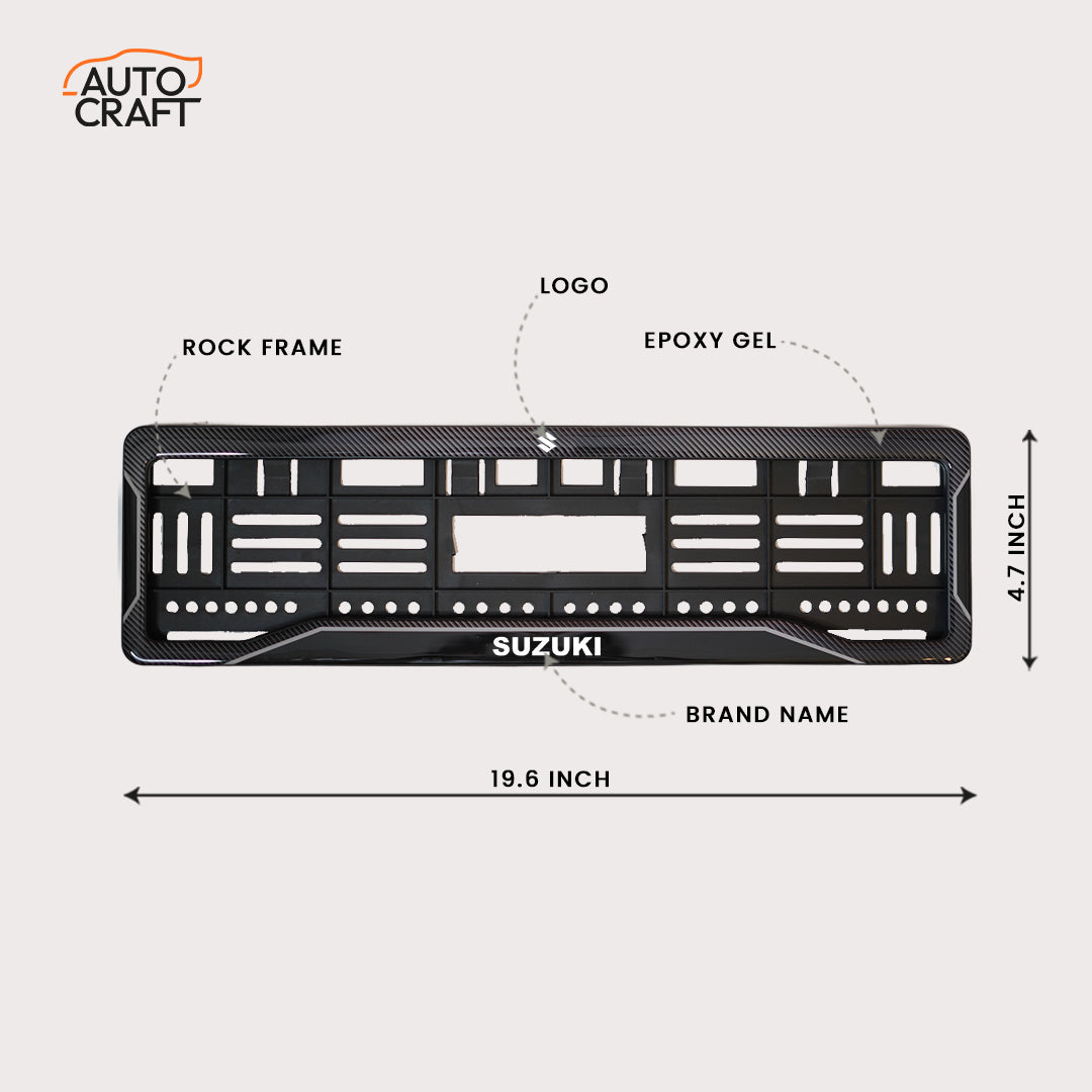 Car Number Plate Gel Frame - Suzuki - Black Dash - Image 2
