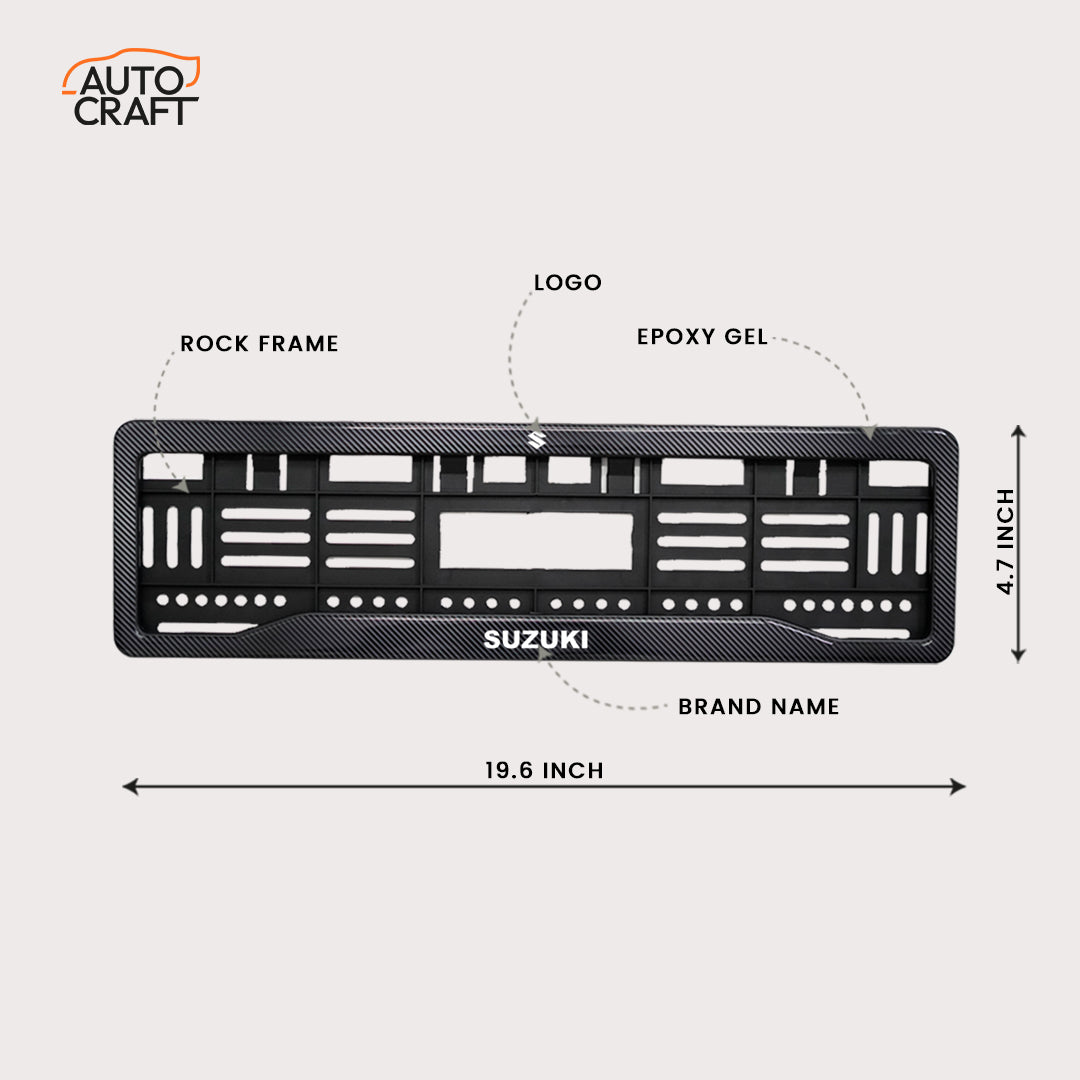 Car Number Plate Gel Frame - Suzuki - Black Plain - Image 2