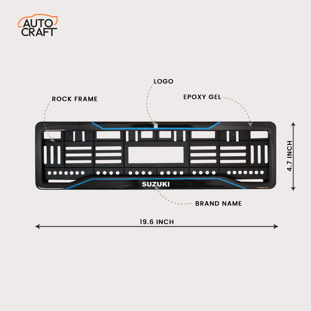 Car Number Plate Gel Frame - Suzuki - Blue Line - Image 2