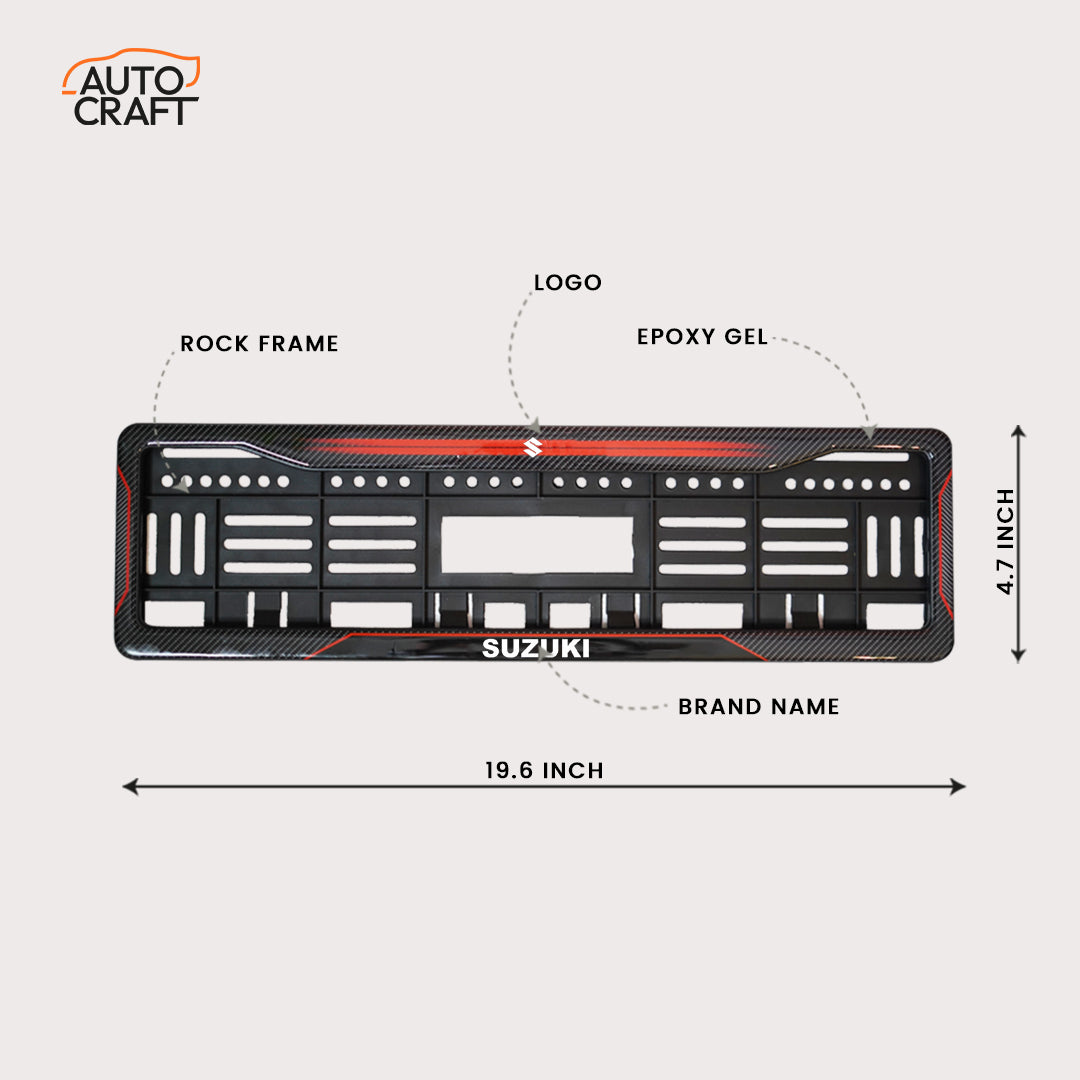 Car Number Plate Gel Frame - Suzuki - Red Dash - Image 2