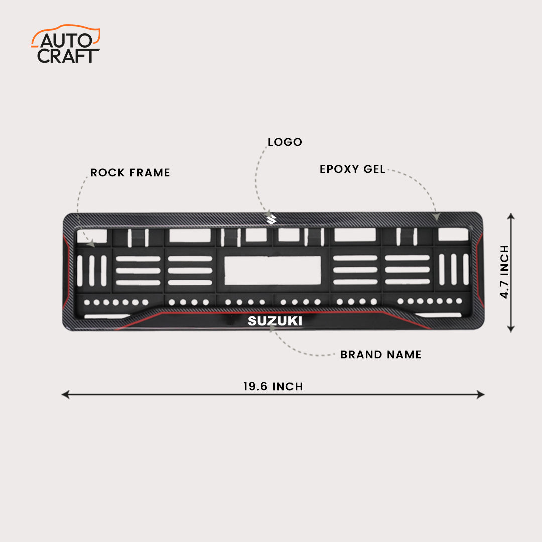 Car Number Plate Gel Frame - Suzuki - Red Line - Image 2