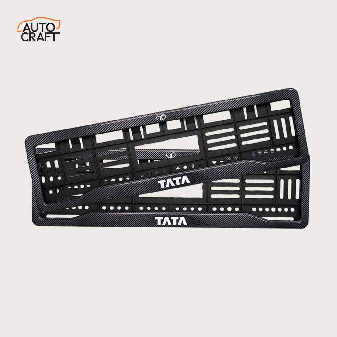 Car Number Plate Gel Frame - TATA - Black Plain - Image 1