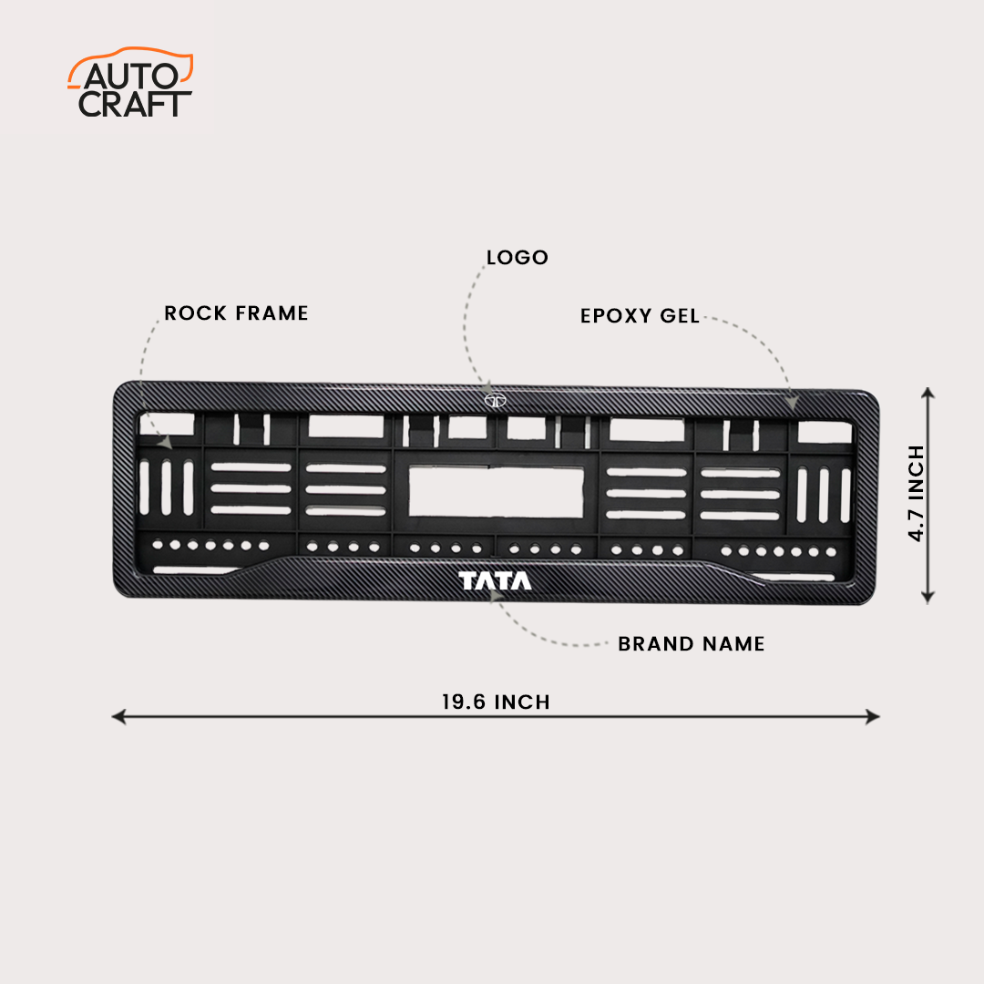 Car Number Plate Gel Frame - TATA - Black Plain - Image 2