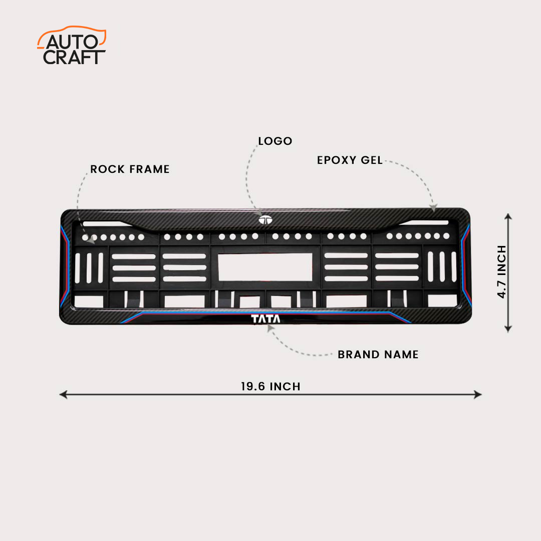 Car Number Plate Gel Frame - TATA - Blue Line - Image 2