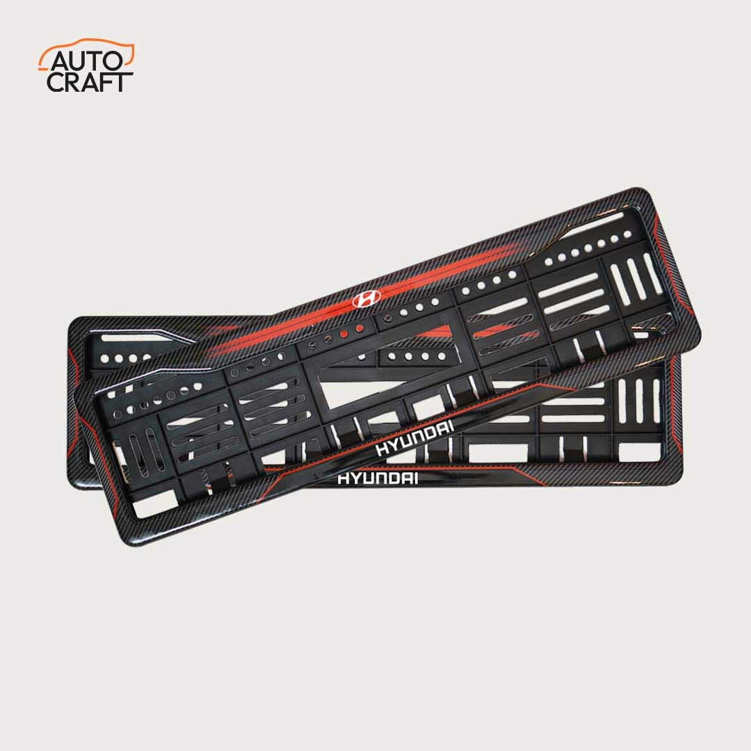 Car Number Plate Gel Frame - Hyundai - Red Dash