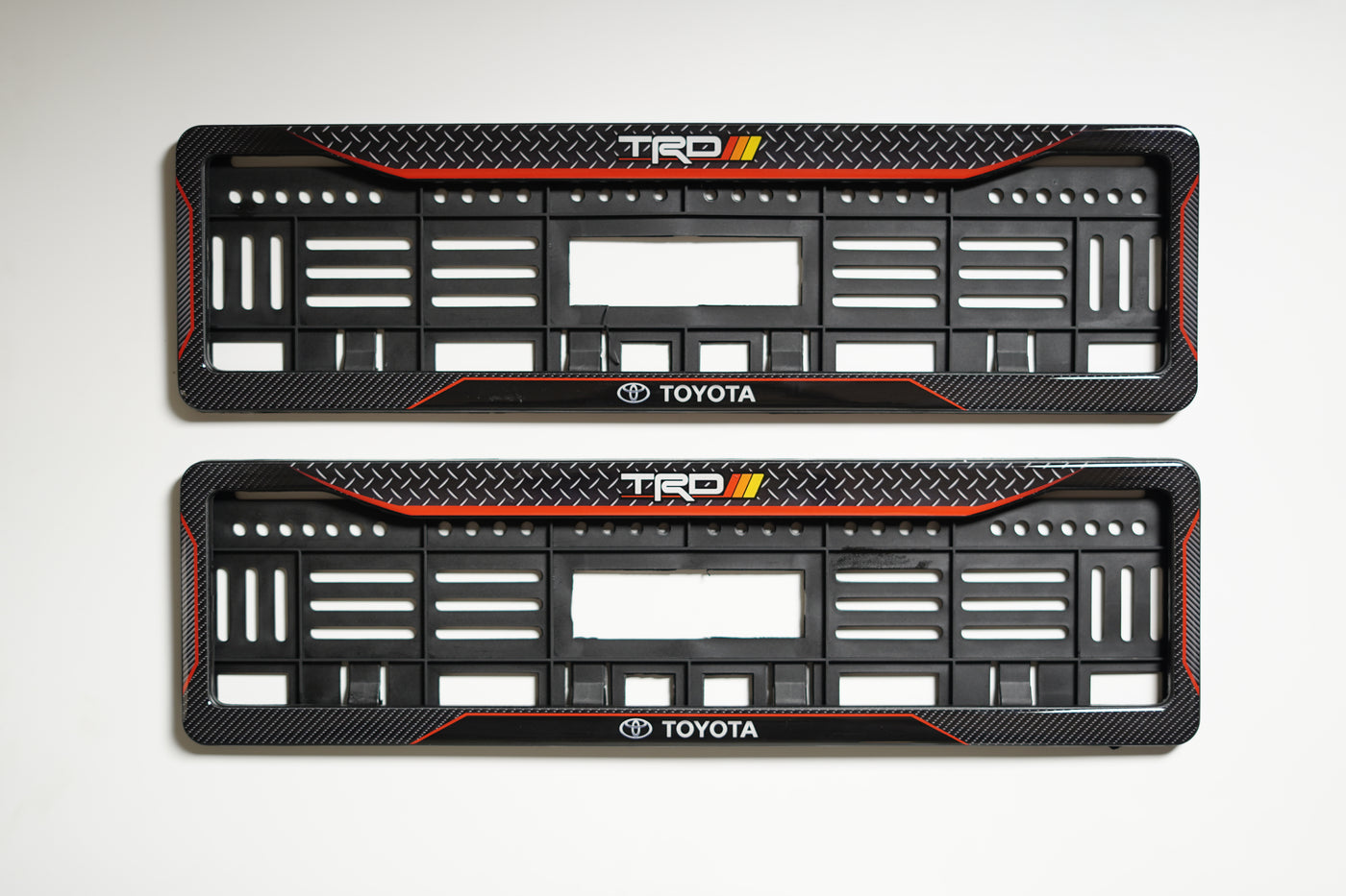 Car Number Plate Gel Frame - Toyota - TRD Red Line HSRP number plate gel frame view 2