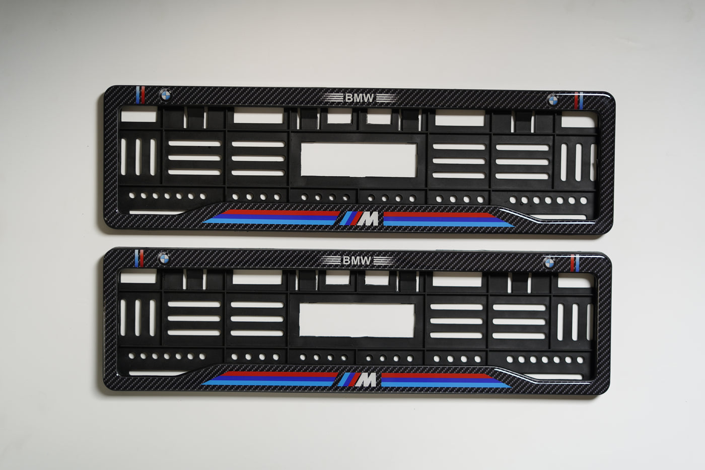Car Number Plate Gel Frame - BMW - M Stripe HSRP number plate gel frame view 3
