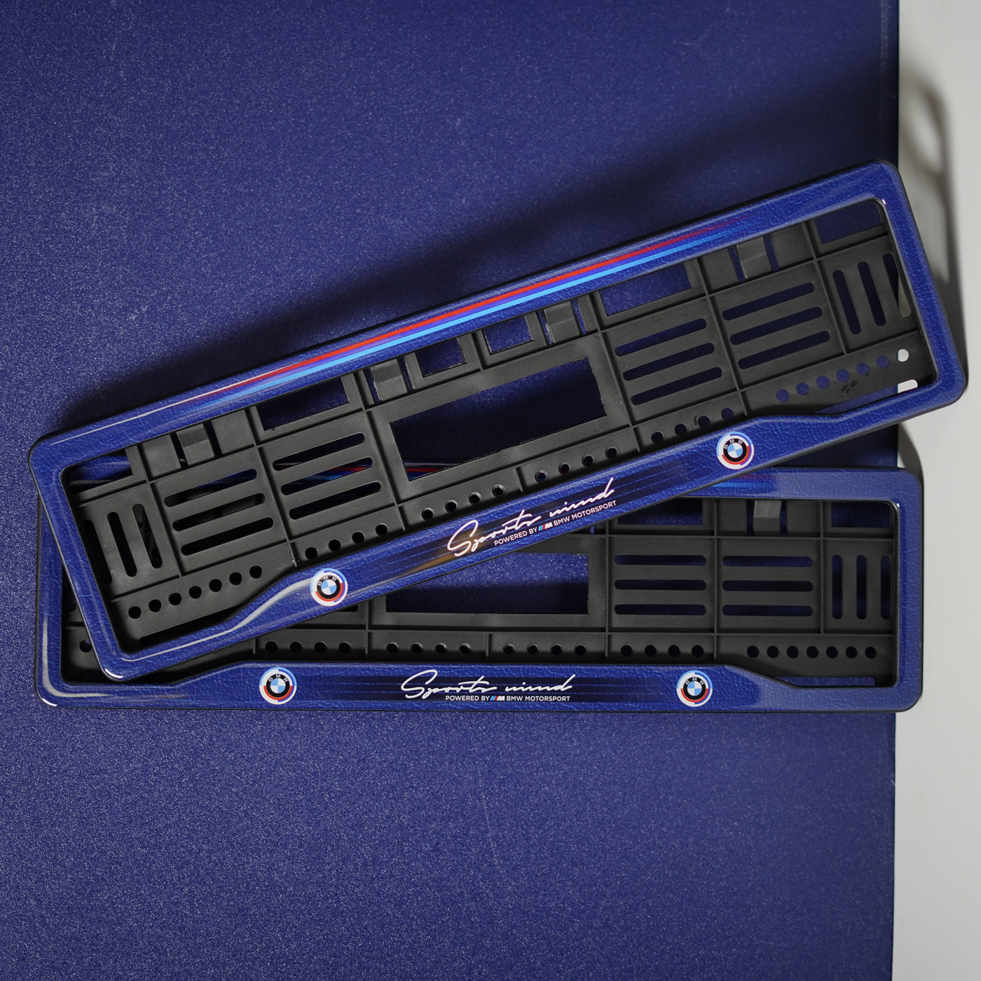 Car Number Plate Gel Frame - BMW - Bluewave Edition HSRP number plate gel frame view 1