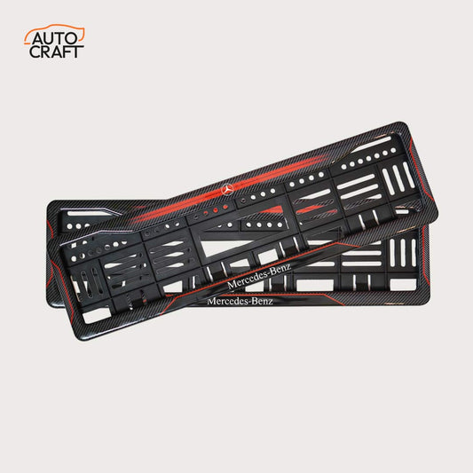 Car Number Plate Gel Frame - Benz - Red Dash