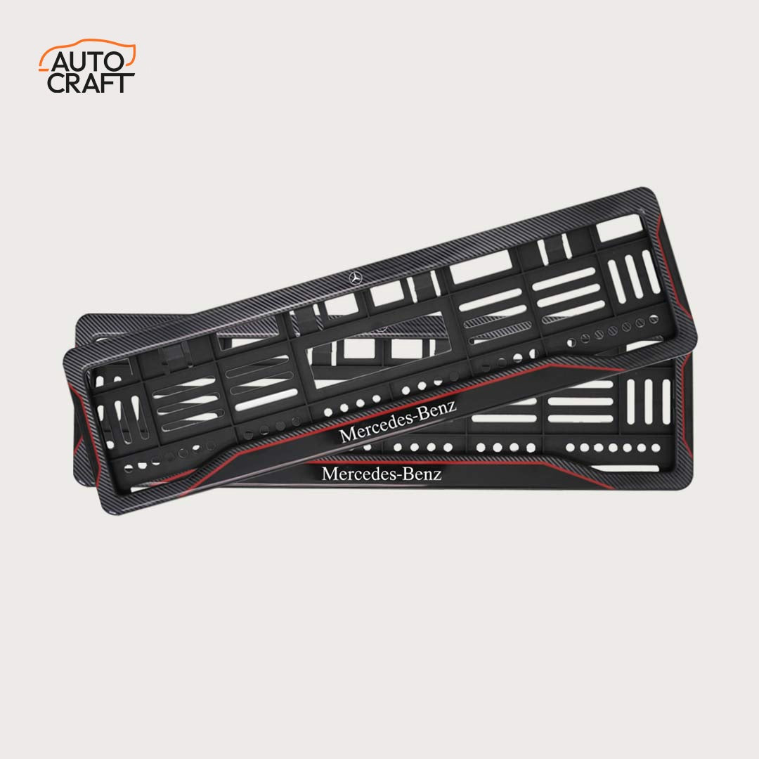 Car Number Plate Gel Frame - Benz - Red Line