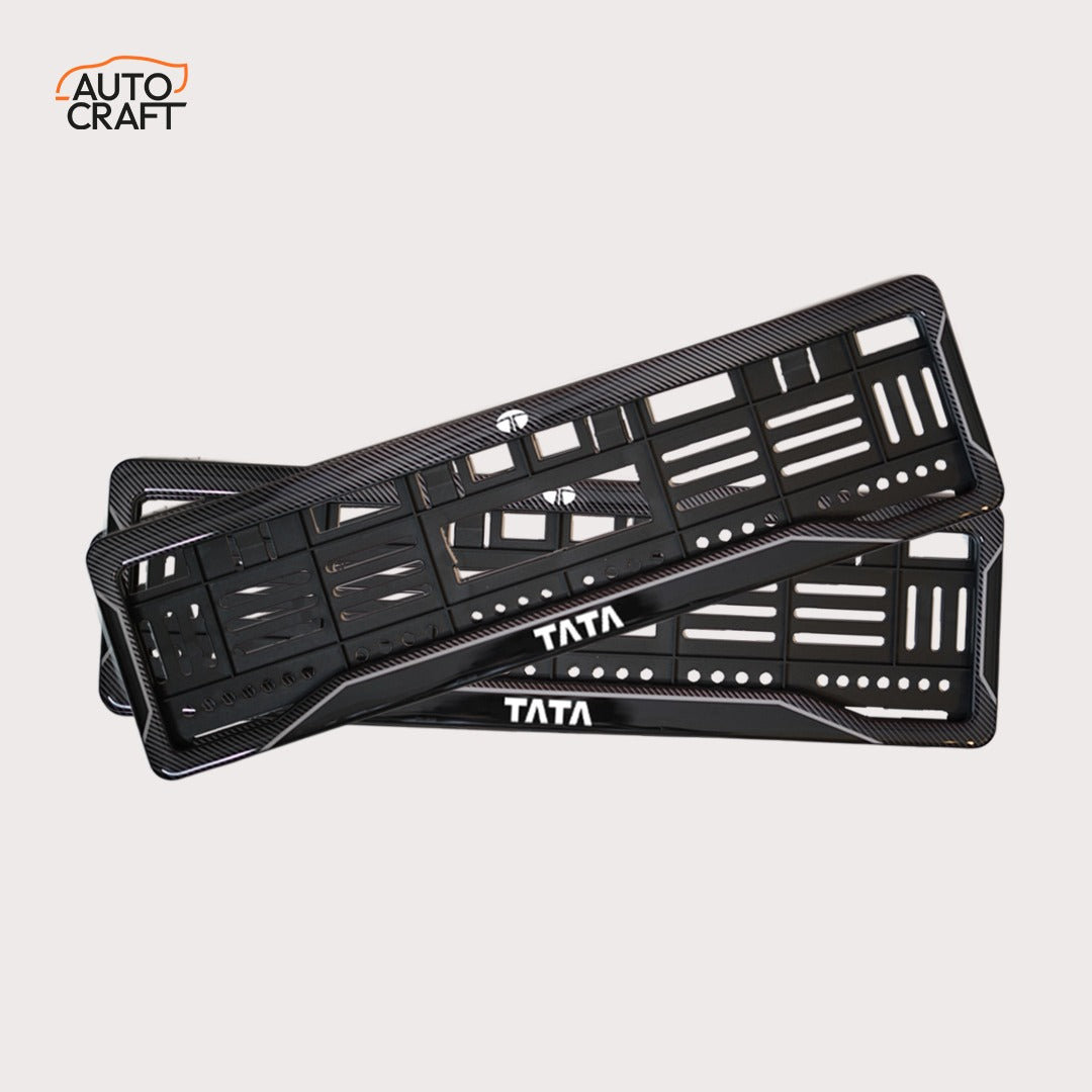 Car Number Plate Gel Frame - TATA - Black Plain - Image 1