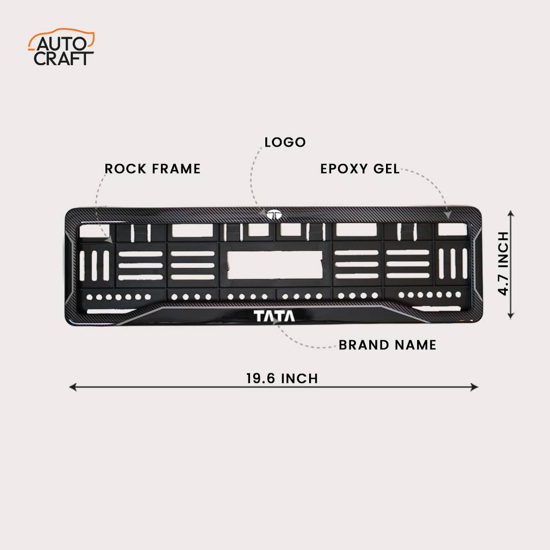 Car Number Plate Gel Frame - TATA - Black Plain - Image 2